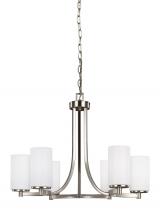 Generation-Seagull 3139106-962 - Hettinger transitional 6-light indoor dimmable ceiling chandelier pendant light in brushed nickel si