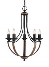 Generation-Seagull 3280405-846 - Corbeille traditional 5-light indoor dimmable ceiling chandelier pendant light in stardust weathered