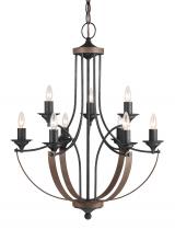 Generation-Seagull 3280409-846 - Corbeille traditional 9-light indoor dimmable ceiling chandelier pendant light in stardust weathered