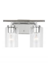 Generation-Seagull 41171-05 - Oslo dimmable 2-light wall bath sconce in a chrome finish with clear seeded glass shade