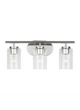 Generation-Seagull 41172-05 - Oslo dimmable 3-light wall bath sconce in a chrome finish with clear seeded glass shade
