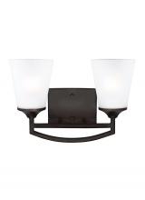 Generation-Seagull 4424502-710 - Hanford traditional 2-light indoor dimmable bath vanity wall sconce in bronze finish with satin etch