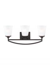 Generation-Seagull 4424503-710 - Hanford traditional 3-light indoor dimmable bath vanity wall sconce in bronze finish with satin etch