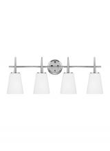 Generation-Seagull 4440404-05 - Driscoll contemporary 4-light indoor dimmable bath vanity wall sconce in chrome silver finish with c