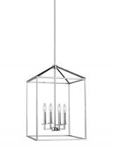 Generation-Seagull 5115004-05 - Perryton transitional 4-light indoor dimmable medium ceiling pendant hanging chandelier light in chr