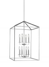Generation-Seagull 5115008-05 - Perryton transitional 8-light indoor dimmable large ceiling pendant hanging chandelier light in chro