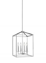 Generation-Seagull 5215004-05 - Perryton transitional 4-light indoor dimmable small ceiling pendant hanging chandelier light in chro