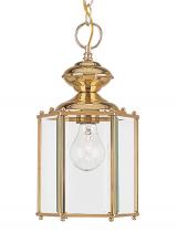 Generation-Seagull 6008-02 - Classico traditional 1-light outdoor exterior semi-flush convertible ceiling pendant in polished bra