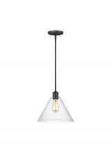 Generation-Seagull 6227801-112 - Belton transitional 1-light indoor dimmable ceiling hanging single pendant light in midnight black f