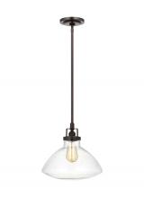 Generation-Seagull 6514501-710 - Belton transitional 1-light indoor dimmable ceiling hanging single pendant light in bronze finish wi