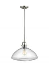 Generation-Seagull 6614501-962 - Belton transitional 1-light indoor dimmable ceiling hanging single pendant light in brushed nickel s