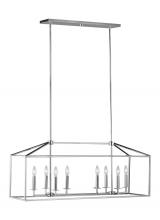 Generation-Seagull 6615008-05 - Perryton transitional 8-light indoor dimmable linear ceiling chandelier pendant light in chrome silv