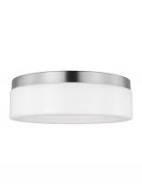 Generation-Seagull 7569093S-962 - Rhett modern 1-light indoor dimmable medium ceiling flush mount in brushed nickel silver finish with