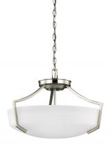 Generation-Seagull 7724503-962 - Hanford traditional 3-light indoor dimmable ceiling flush mount in brushed nickel silver finish with