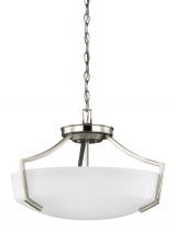 Generation-Seagull 7724503EN3-962 - Hanford traditional 3-light LED indoor dimmable ceiling flush mount in brushed nickel silver finish