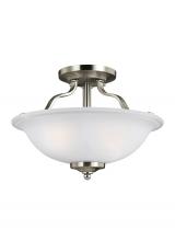 Generation-Seagull 7739002EN3-962 - Emmons traditional 2-light LED indoor dimmable ceiling semi-flush mount in brushed nickel silver fin