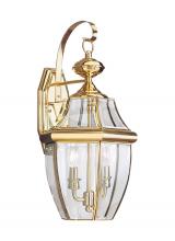 Generation-Seagull 8039-02 - Lancaster traditional 2-light outdoor exterior wall lantern sconce in polished brass gold finish wit