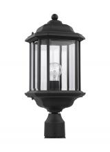 Generation-Seagull 82029-12 - Kent traditional 1-light outdoor exterior post lantern in black finish with clear beveled glass pane