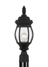 Generation-Seagull 82202-12 - Wynfield traditional 1-light outdoor exterior small post lantern in black finish with clear beveled