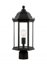 Generation-Seagull 8238601-12 - Sevier traditional 1-light outdoor exterior medium post lantern in black finish with clear glass pan