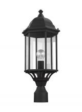 Generation-Seagull 8238701-12 - Sevier traditional 1-light outdoor exterior large post lantern in black finish with clear glass pane