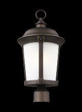 Generation-Seagull 8250701-71 - Calder traditional 1-light outdoor exterior post lantern in antique bronze finish with satin etched