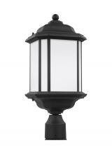 Generation-Seagull 82529-12 - Kent traditional 1-light outdoor exterior post lantern in black finish with satin etched glass panel