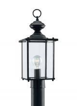 Generation-Seagull 8257-12 - Jamestowne transitional 1-light outdoor exterior post lantern in black finish with clear beveled gla