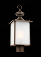 Generation-Seagull 82570-71 - Jamestowne transitional 1-light outdoor exterior post lantern in antique bronze finish with frosted