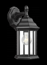 Generation-Seagull 8338701-12 - Sevier traditional 1-light outdoor exterior small downlight outdoor wall lantern sconce in black fin