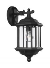Generation-Seagull 84030-12 - Kent traditional 1-light outdoor exterior medium wall lantern sconce in black finish with clear beve