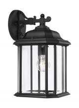 Generation-Seagull 84031-12 - Kent traditional 1-light outdoor exterior large wall lantern sconce in black finish with clear bevel