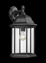 Generation-Seagull 8438701-12 - Sevier traditional 1-light outdoor exterior large downlight outdoor wall lantern sconce in black fin