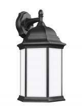 Generation-Seagull 8438751-12 - Sevier traditional 1-light outdoor exterior large downlight outdoor wall lantern sconce in black fin