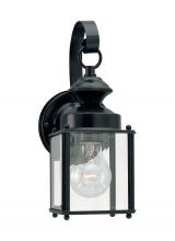 Generation-Seagull 8456-12 - Jamestowne transitional 1-light small outdoor exterior wall lantern in black finish with clear bevel