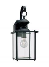 Generation-Seagull 8458-12 - Jamestowne transitional 1-light large outdoor exterior wall lantern in black finish with clear bevel