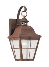 Generation-Seagull 8462-44 - Chatham traditional 1-light outdoor exterior wall lantern sconce in weathered copper finish with cle