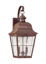 Generation-Seagull 8463-44 - Chatham traditional 2-light outdoor exterior wall lantern sconce in weathered copper finish with cle