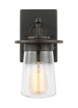 Generation-Seagull 8508901-71 - Tybee traditional 1-light outdoor exterior small wall lantern in antique bronze finish with clear gl