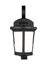 Generation-Seagull 8519301-12 - Eddington modern 1-light outdoor exterior small wall lantern sconce in black finish with cased opal