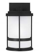 Generation-Seagull 8590901DEN3-12 - Wilburn modern 1-light LED outdoor exterior Dark Sky compliant small wall lantern sconce in black fi