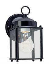 Generation-Seagull 8592-12 - New Castle traditional 1-light outdoor exterior wall lantern sconce in black finish with clear glass