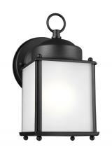 Generation-Seagull 8592001EN3-12 - New Castle traditional 1-light LED outdoor exterior wall lantern sconce in black finish with satin e