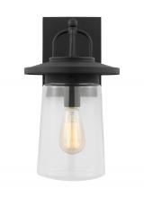 Generation-Seagull 8608901EN7-12 - Tybee casual 1-light LED outdoor exterior medium wall lantern sconce in black finish with clear glas
