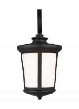 Generation-Seagull 8619301-12 - Eddington modern 1-light outdoor exterior medium wall lantern sconce in black finish with cased opal