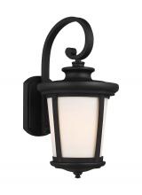 Generation-Seagull 8719301-12 - Eddington modern 1-light outdoor exterior large wall lantern sconce in black finish with cased opal