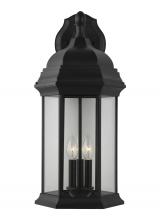 Generation-Seagull 8738703-12 - Sevier traditional 3-light outdoor exterior extra large downlight outdoor wall lantern sconce in bla