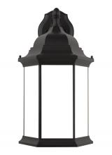 Generation-Seagull 8738751-12 - Sevier traditional 1-light outdoor exterior extra large downlight outdoor wall lantern sconce in bla