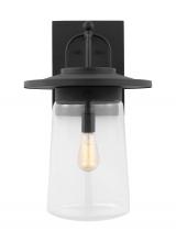 Generation-Seagull 8808901EN7-12 - Tybee casual 1-light LED outdoor exterior extra large wall lantern sconce in black finish with clear
