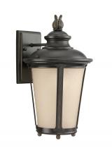 Generation-Seagull 88241EN3-780 - Cape May traditional 1-light LED outdoor exterior medium wall lantern sconce in burled iron grey fin